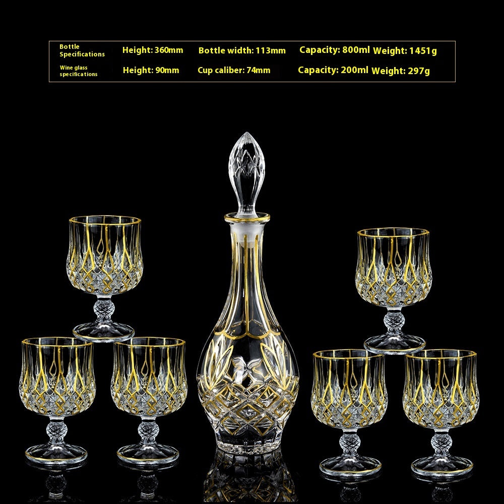 Glass Bottle Wine Glass Household Whiskey Shot Glass Shot Glass Wine Set Suit