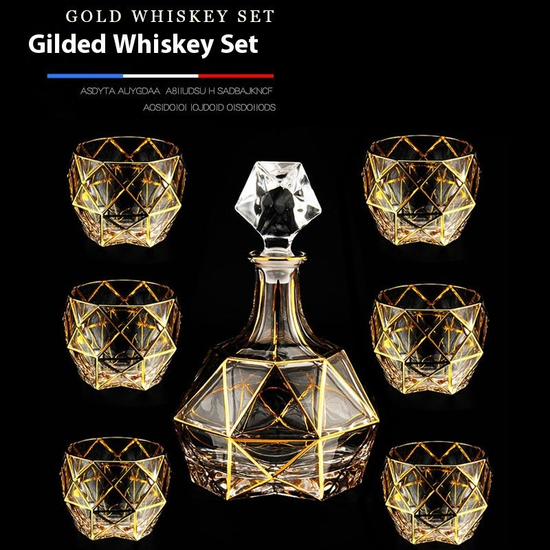 Glass Bottle Wine Glass Household Whiskey Shot Glass Shot Glass Wine Set Suit