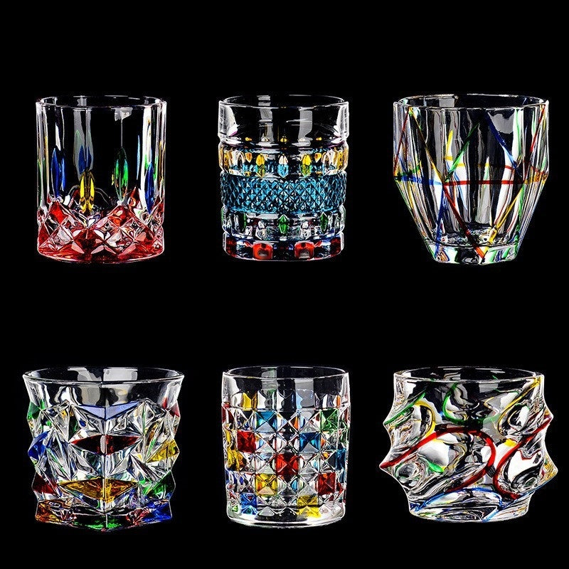Painted Crystal Glass Liquor Glass Set High-grade Wine Set Colored Glass Cup