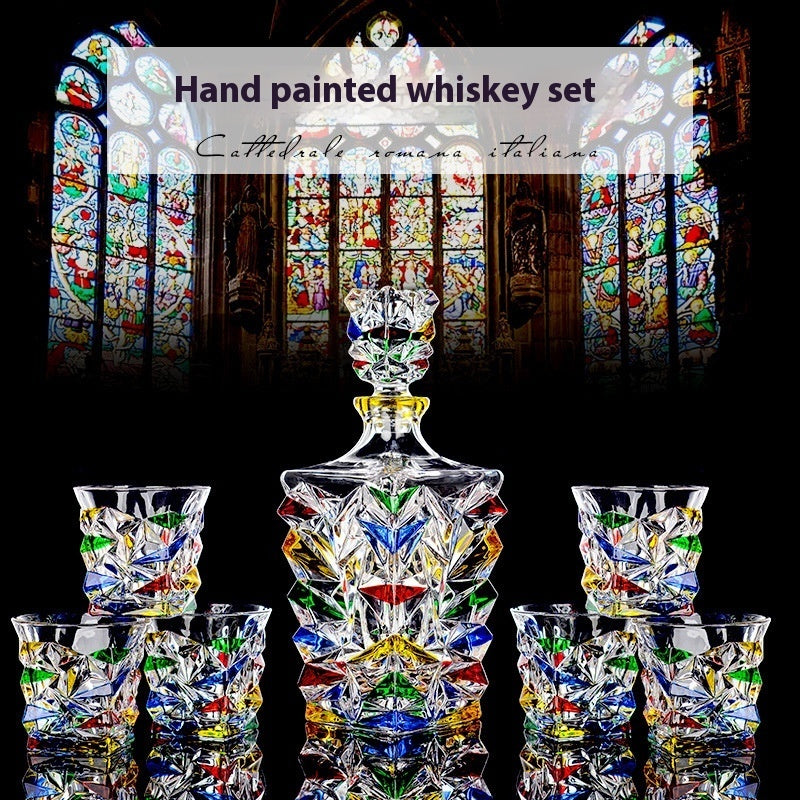 Painted Crystal Glass Liquor Glass Set High-grade Wine Set Colored Glass Cup