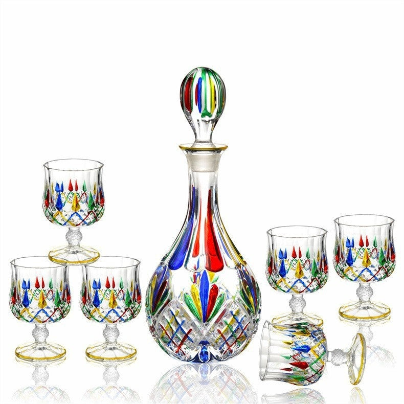 Painted Crystal Glass Liquor Glass Set High-grade Wine Set Colored Glass Cup