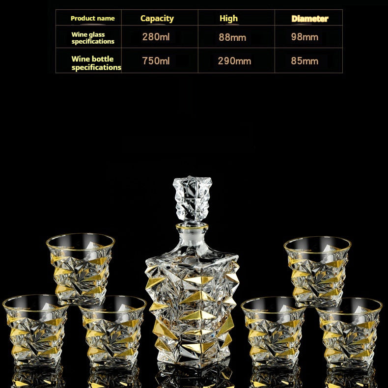 Glass Bottle Wine Glass Household Whiskey Shot Glass Shot Glass Wine Set Suit