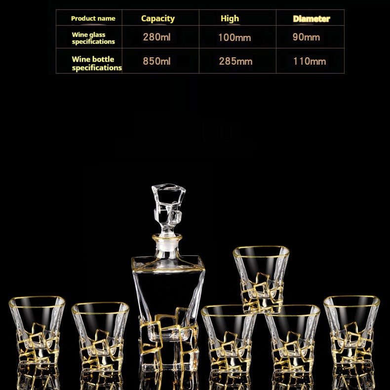 Glass Bottle Wine Glass Household Whiskey Shot Glass Shot Glass Wine Set Suit