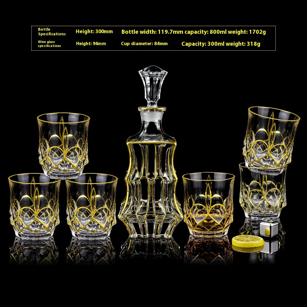 Glass Bottle Wine Glass Household Whiskey Shot Glass Shot Glass Wine Set Suit