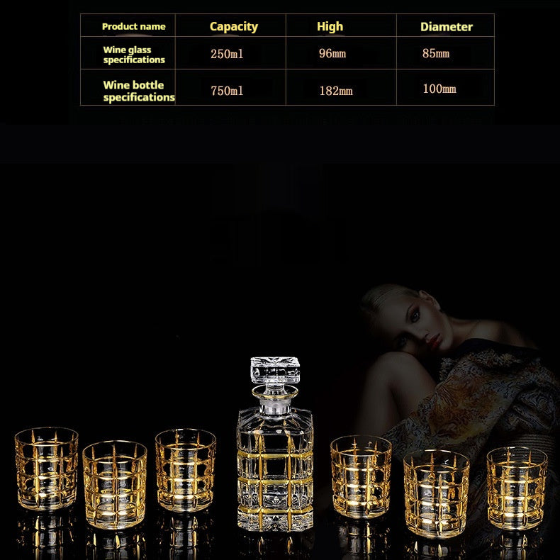 Glass Bottle Wine Glass Household Whiskey Shot Glass Shot Glass Wine Set Suit