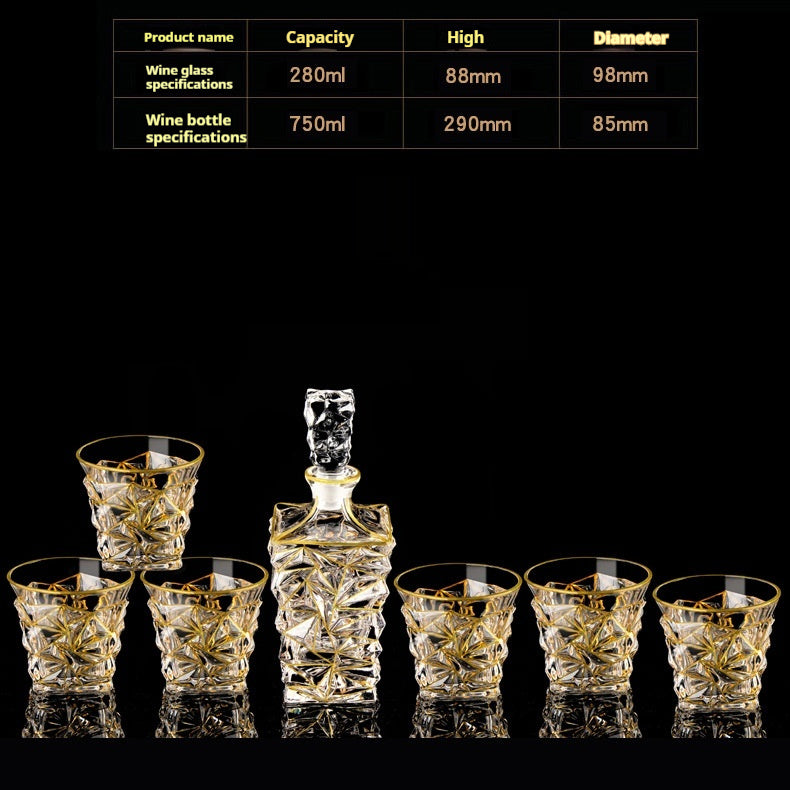 Glass Bottle Wine Glass Household Whiskey Shot Glass Shot Glass Wine Set Suit