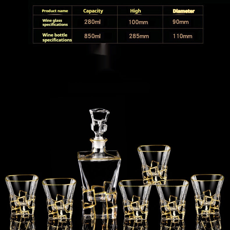 Glass Bottle Wine Glass Household Whiskey Shot Glass Shot Glass Wine Set Suit