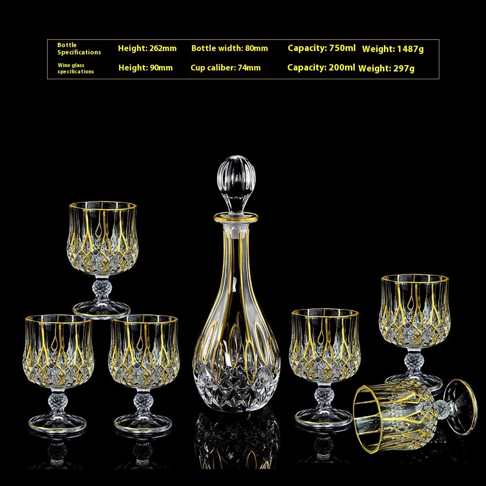 Glass Bottle Wine Glass Household Whiskey Shot Glass Shot Glass Wine Set Suit