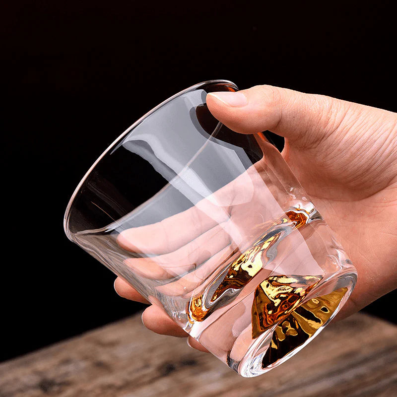 Chamvin Mount Fuji Edo Kiriko Whisky Glass Set with Wooden Box