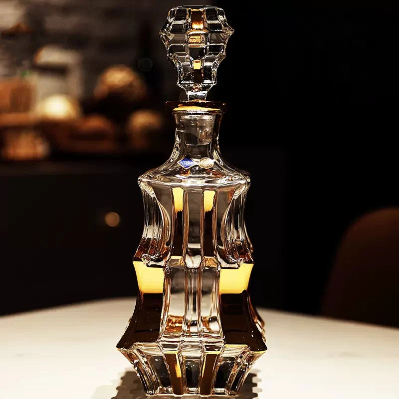 Bohemia Royal Crystal Gold Whisky Decanter Set