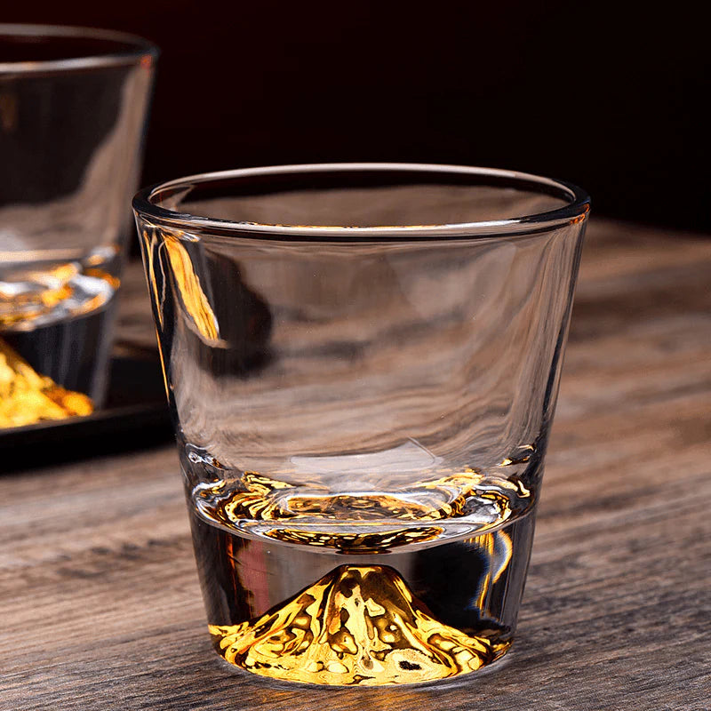 Chamvin Mount Fuji Edo Kiriko Whisky Glass Set with Wooden Box