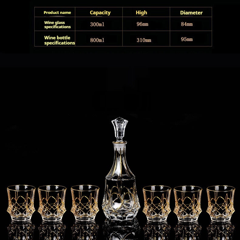 Glass Bottle Wine Glass Household Whiskey Shot Glass Shot Glass Wine Set Suit