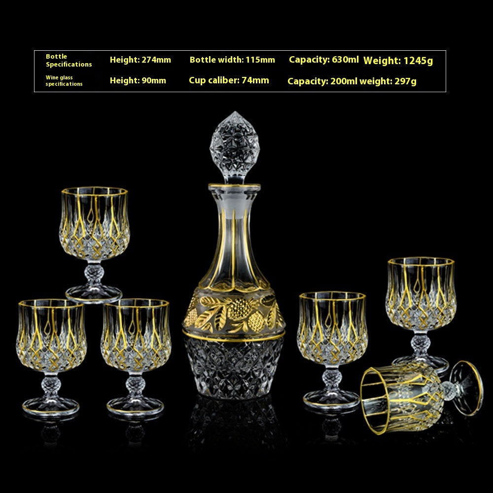 Glass Bottle Wine Glass Household Whiskey Shot Glass Shot Glass Wine Set Suit