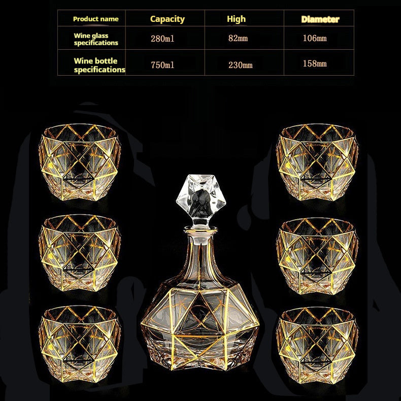 Glass Bottle Wine Glass Household Whiskey Shot Glass Shot Glass Wine Set Suit