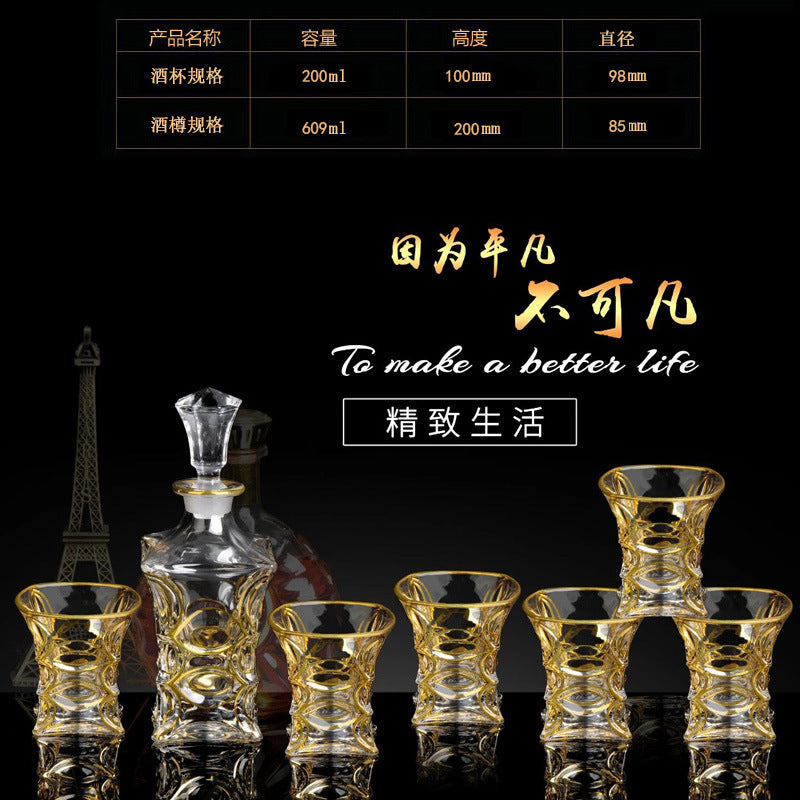 Glass Bottle Wine Glass Household Whiskey Shot Glass Shot Glass Wine Set Suit