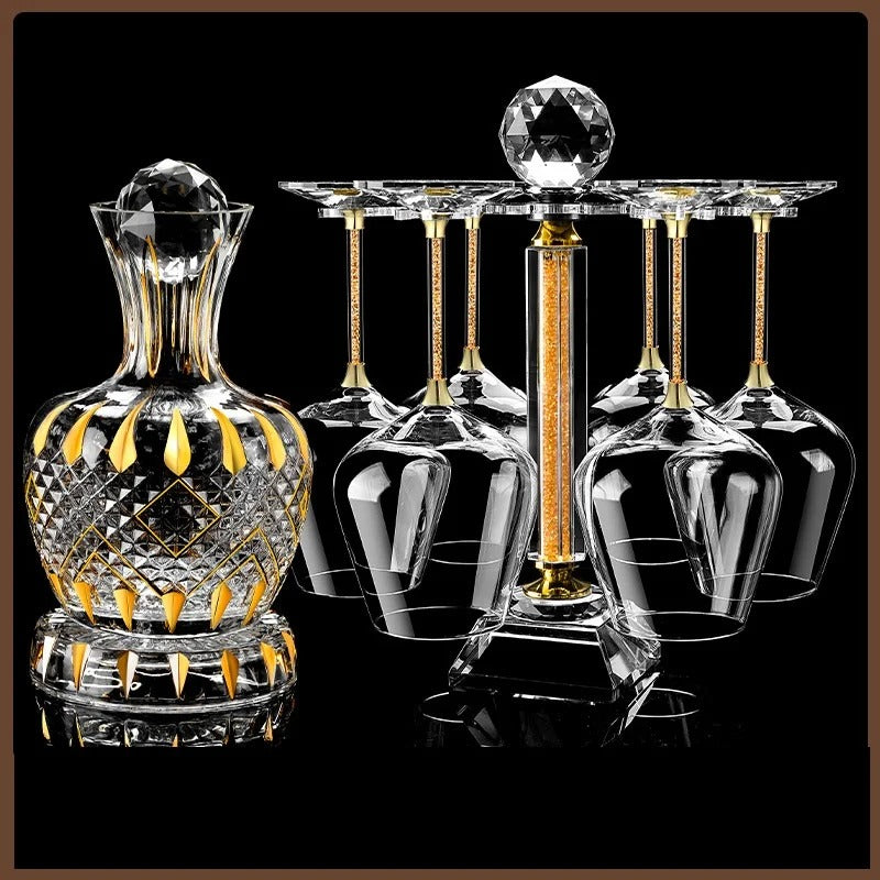 Imperium Gold Rotating Crystal Decanter Set