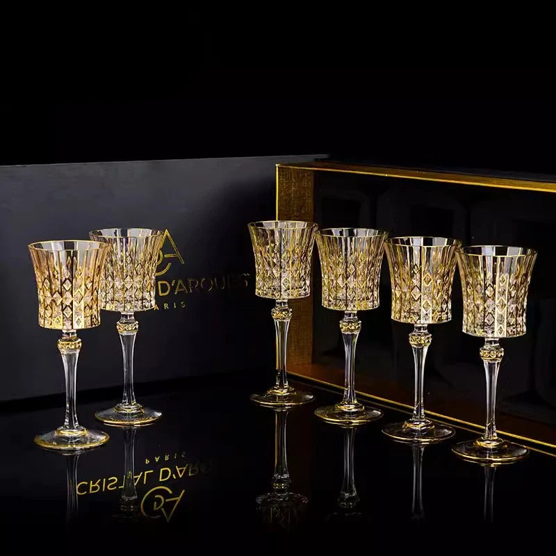 Cristal D'Arques Golden Vine Crystal Wine Glasses Gift Box