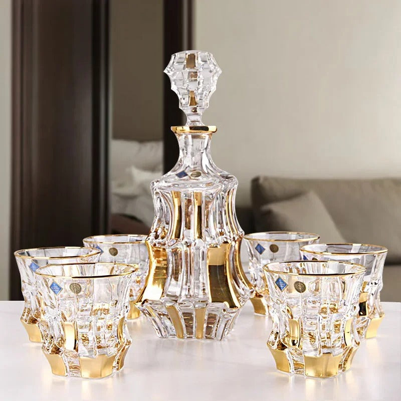 Bohemia Royal Crystal Gold Whisky Decanter Set