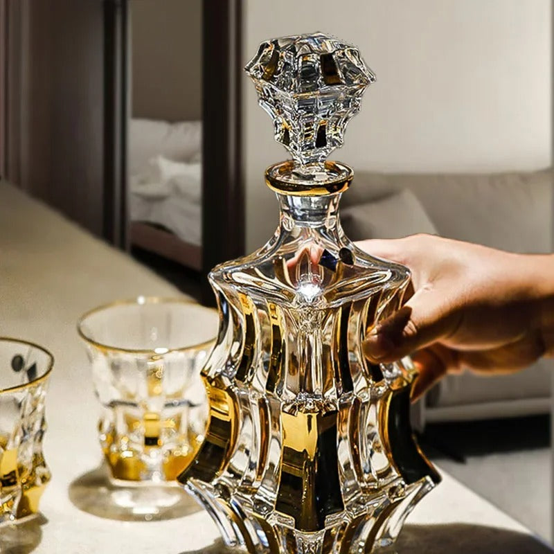 Bohemia Royal Crystal Gold Whisky Decanter Set