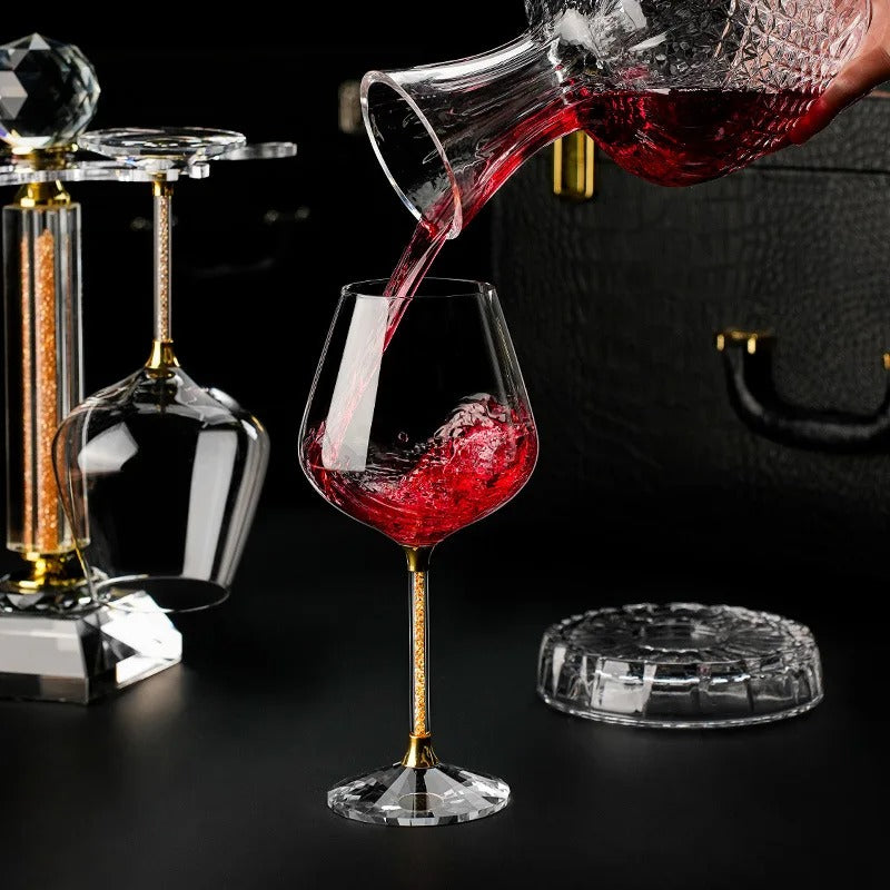 Imperium Gold Rotating Crystal Decanter Set
