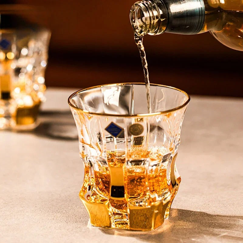 Bohemia Royal Crystal Gold Whisky Decanter Set