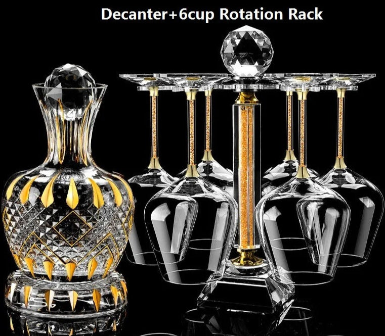 Imperium Gold Rotating Crystal Decanter Set