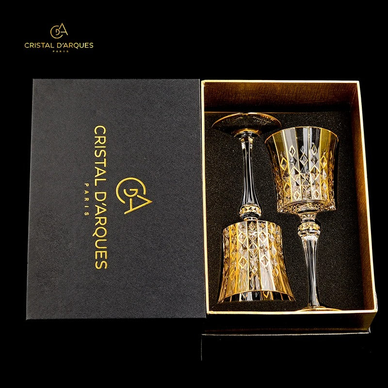 Cristal D'Arques Golden Vine Crystal Wine Glasses Gift Box
