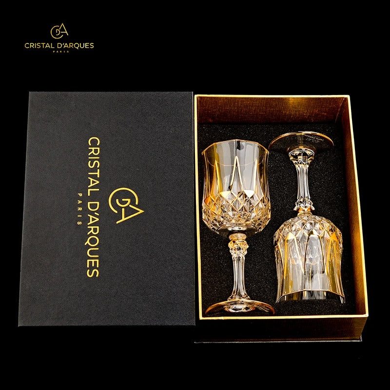 Cristal D'Arques Golden Vine Crystal Wine Glasses Gift Box