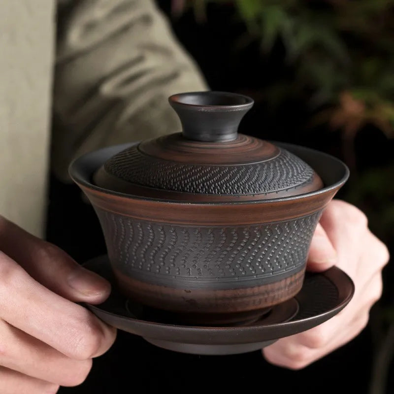 Handmade Ceramic Tea Set with Tea Bowl, Tea Cup, and Tea Maker for Tea Ceremony