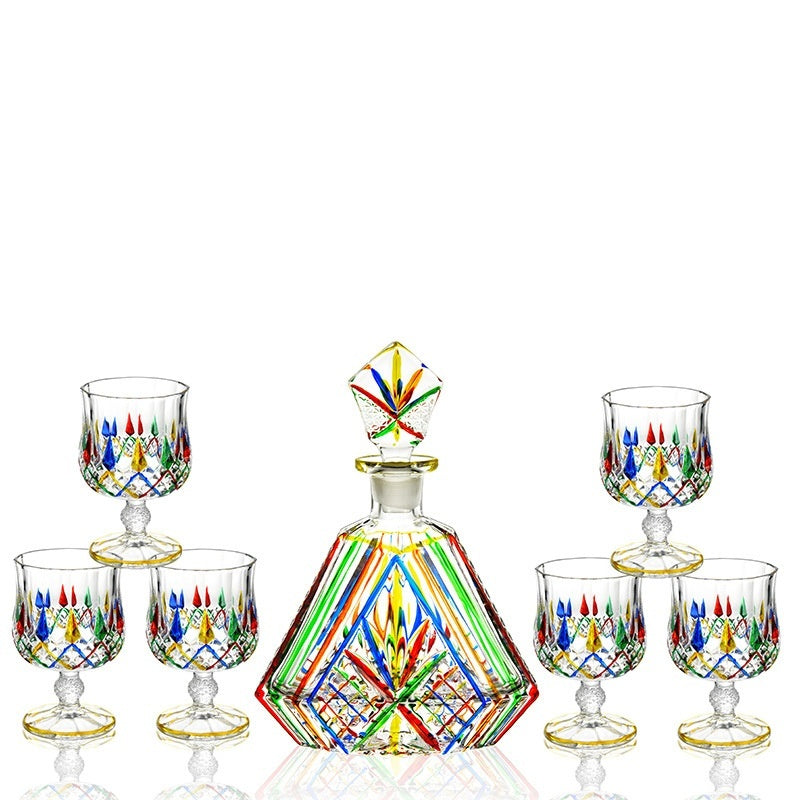 Painted Crystal Glass Liquor Glass Set High-grade Wine Set Colored Glass Cup