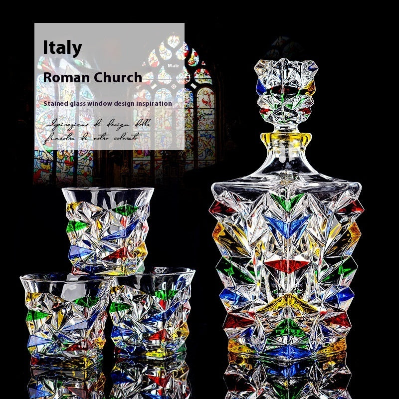 Painted Crystal Glass Liquor Glass Set High-grade Wine Set Colored Glass Cup