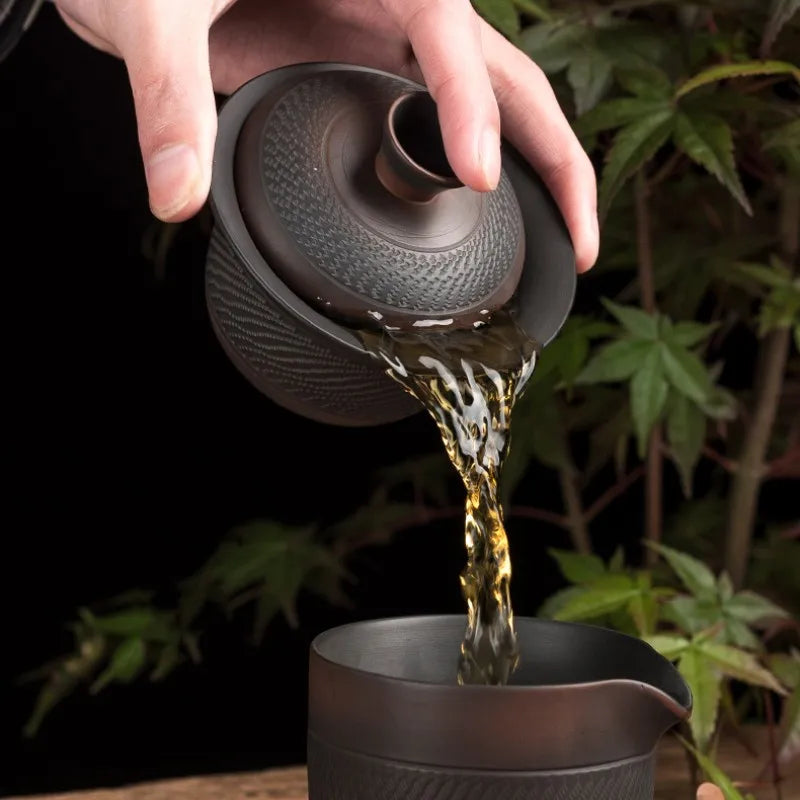 Handmade Ceramic Tea Set with Tea Bowl, Tea Cup, and Tea Maker for Tea Ceremony