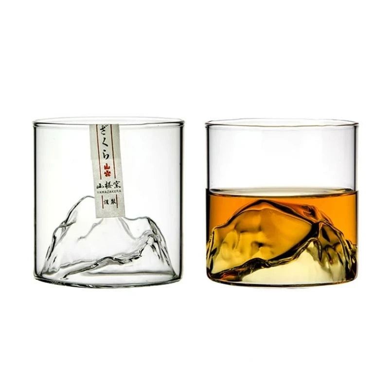 Japan Whisky Glass - Glacier Old Fashioned Rocks Glasses with Wooden Gift Box