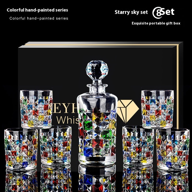 Painted Crystal Glass Liquor Glass Set High-grade Wine Set Colored Glass Cup