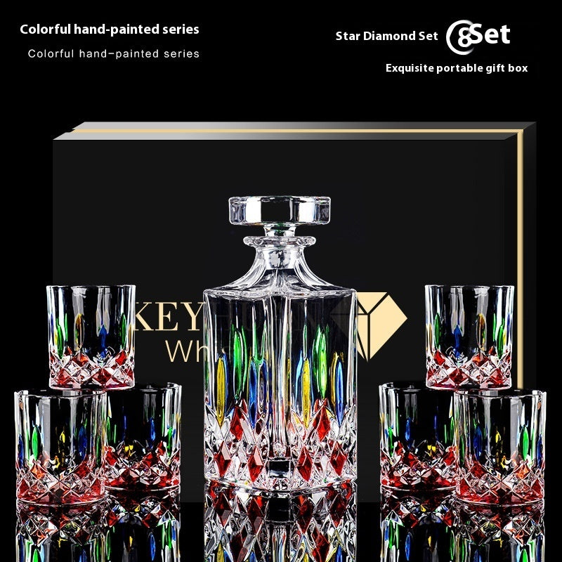 Painted Crystal Glass Liquor Glass Set High-grade Wine Set Colored Glass Cup