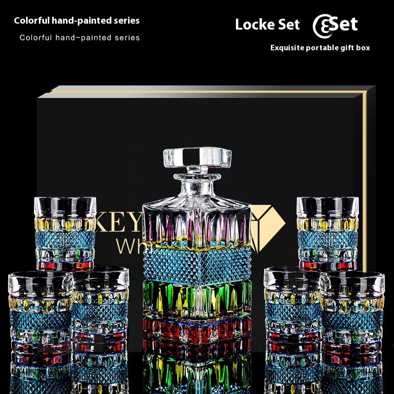 Painted Crystal Glass Liquor Glass Set High-grade Wine Set Colored Glass Cup