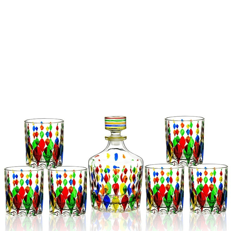 Painted Crystal Glass Liquor Glass Set High-grade Wine Set Colored Glass Cup