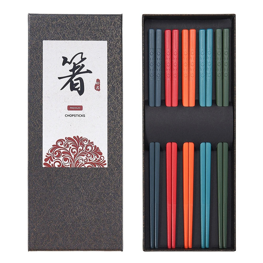 5 Pairs Reusable Japanese Chopsticks,Premium Black Fiberglass