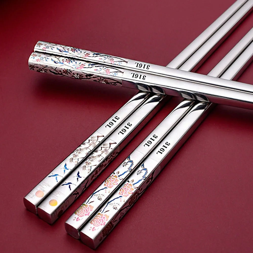 Titanium-plated 316L Stainless Steel Long Chopsticks