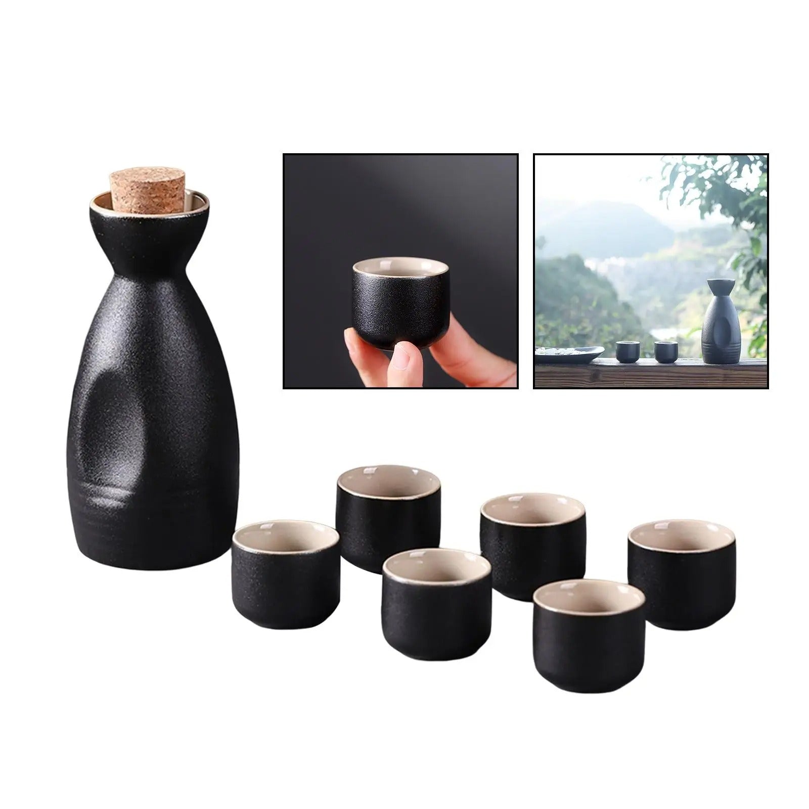 Japanese Ceramic Sake Pot Cups Set