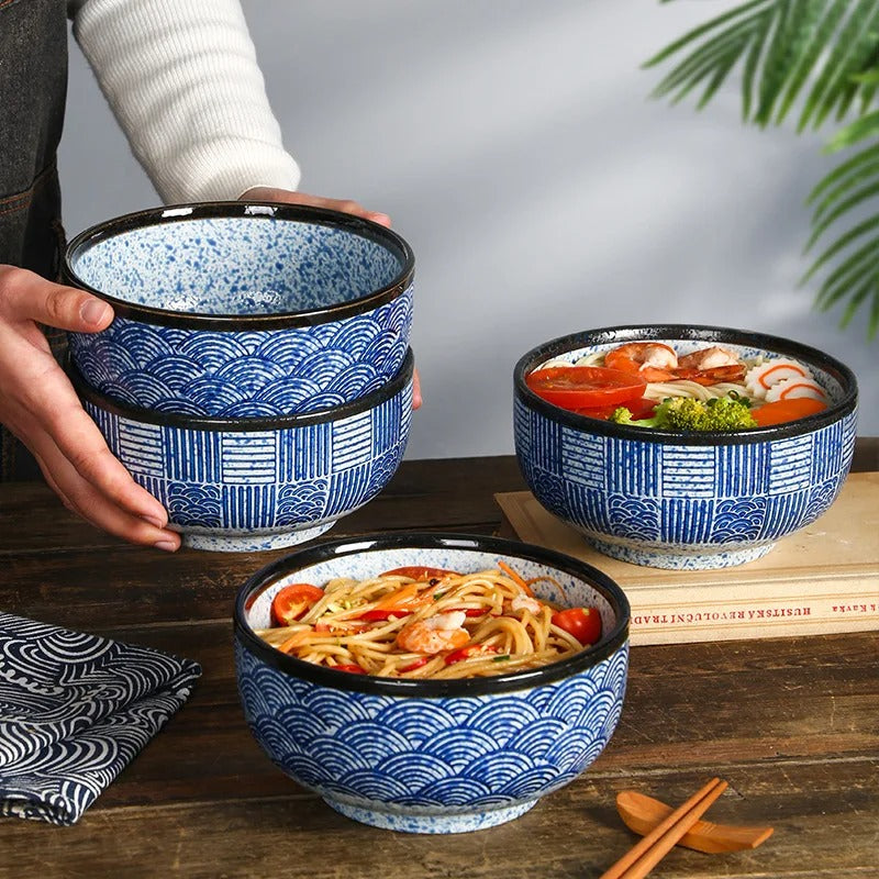 Japanese Blue Edo Wave Bowls