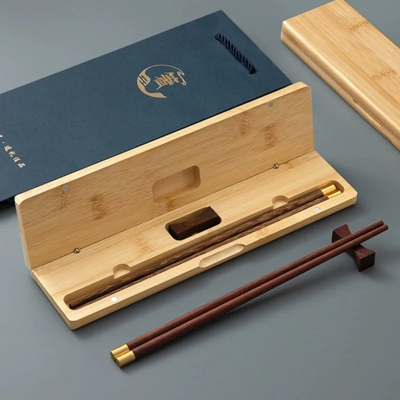 Wooden Chopsticks Set Chopsticks Holder Portable Storage Wooden Box