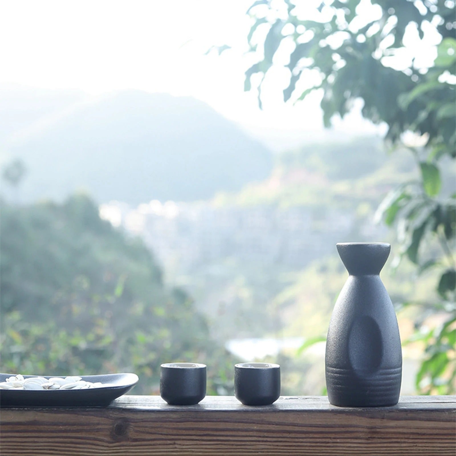 Japanese Ceramic Sake Pot Cups Set