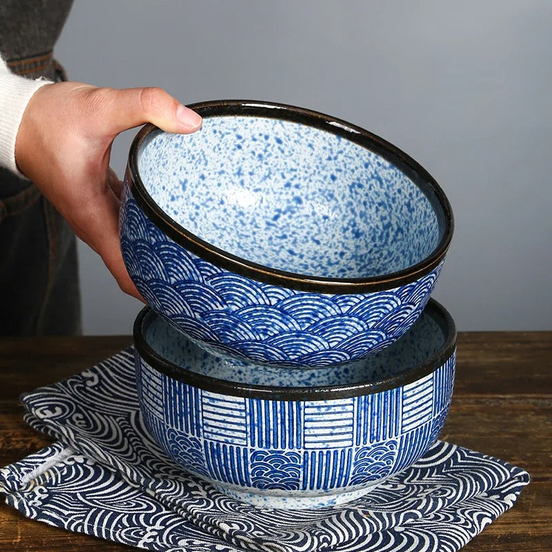 Japanese Blue Edo Wave Bowls