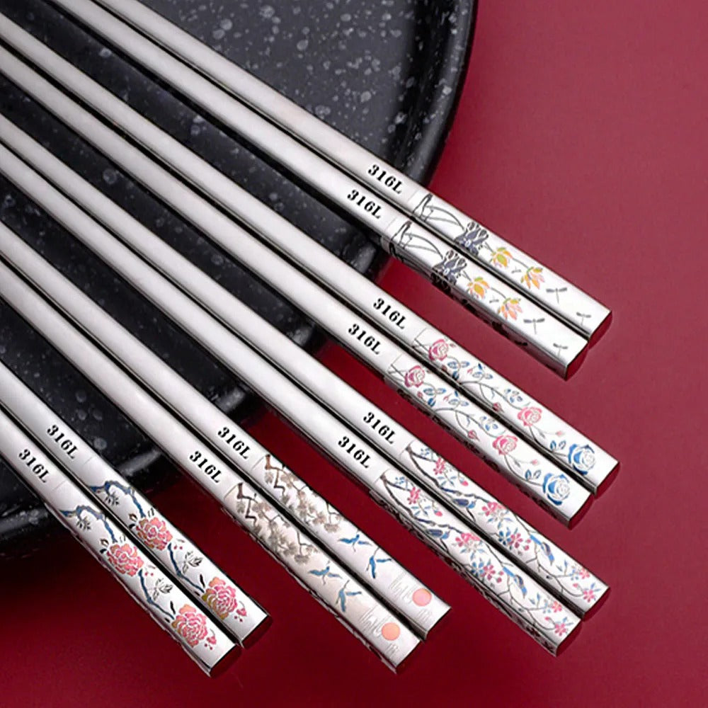 Titanium-plated 316L Stainless Steel Long Chopsticks