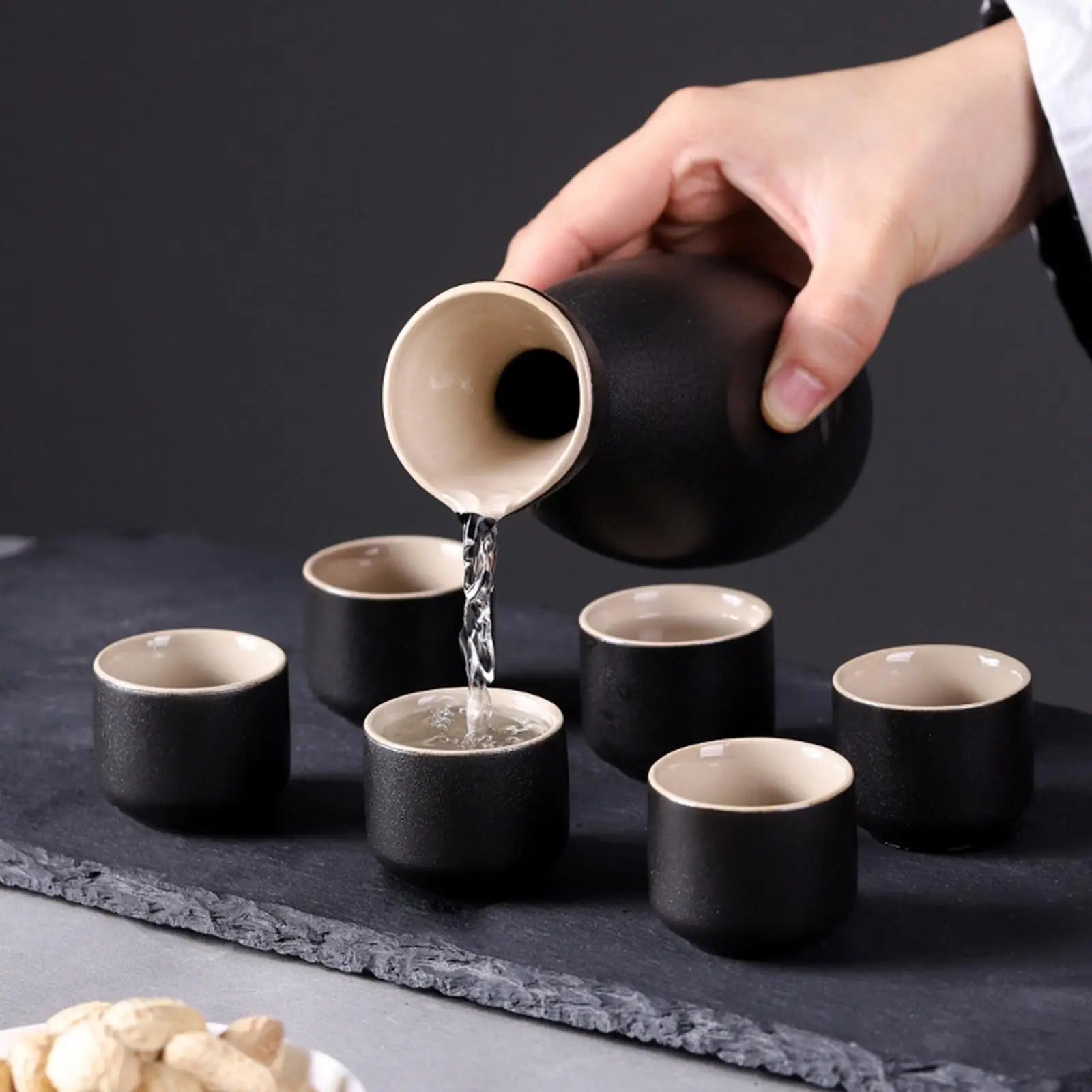 Japanese Ceramic Sake Pot Cups Set