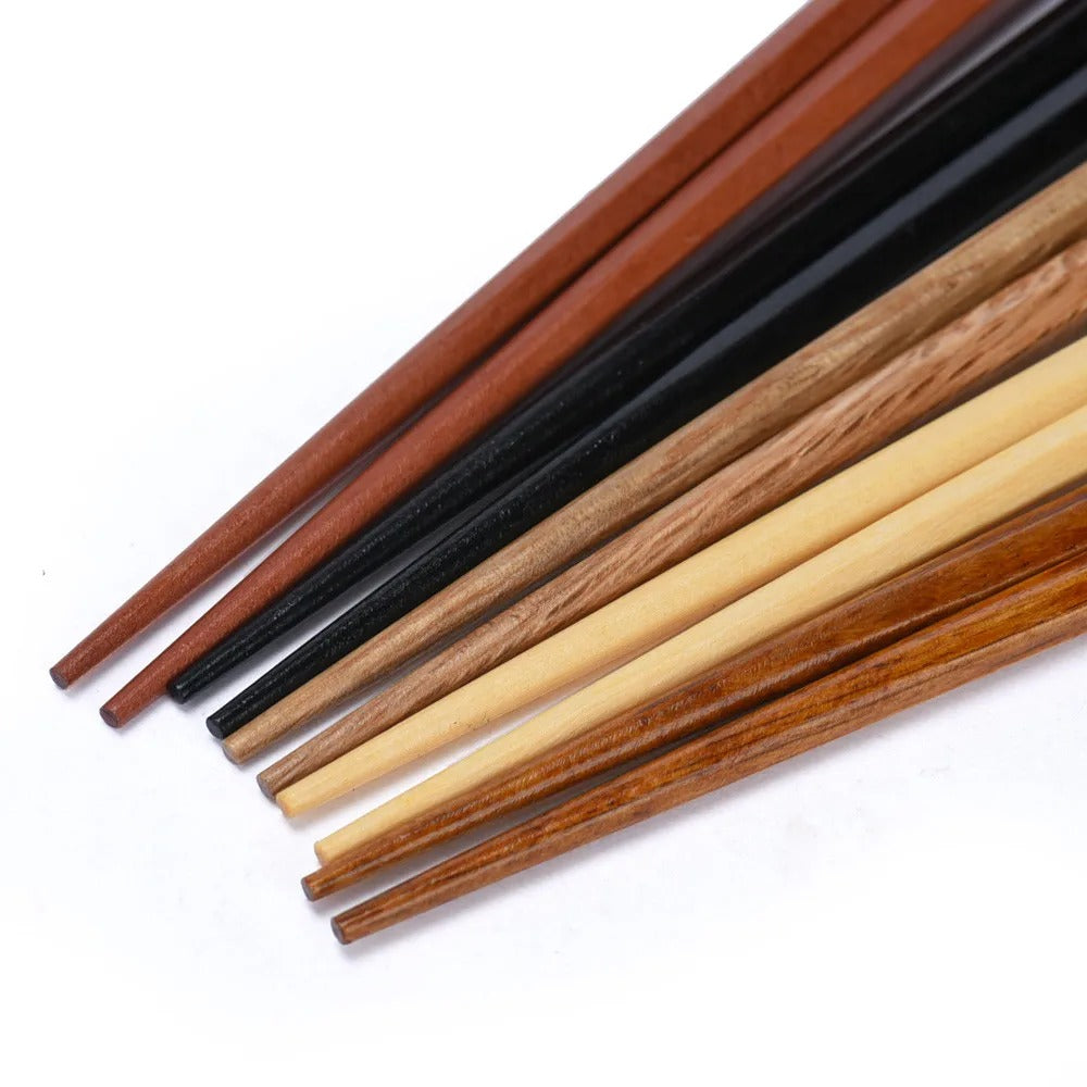 5 PairJapanese Style Wood Chopsticks Reusable Natural + Gift Box