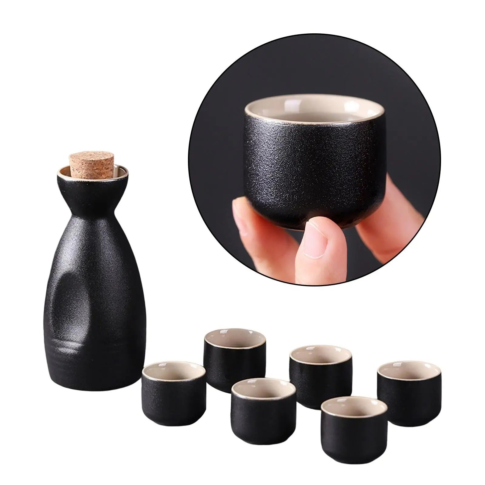 Japanese Ceramic Sake Pot Cups Set