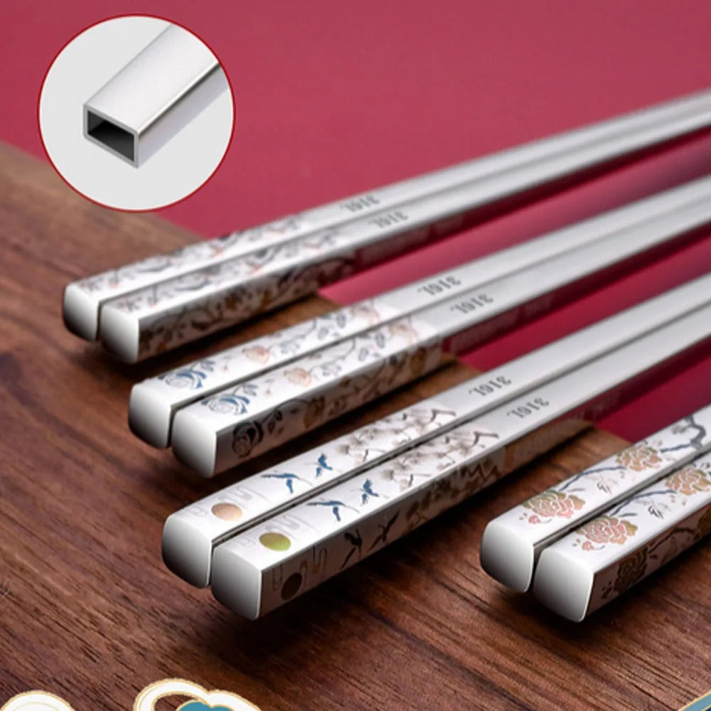 Titanium-plated 316L Stainless Steel Long Chopsticks