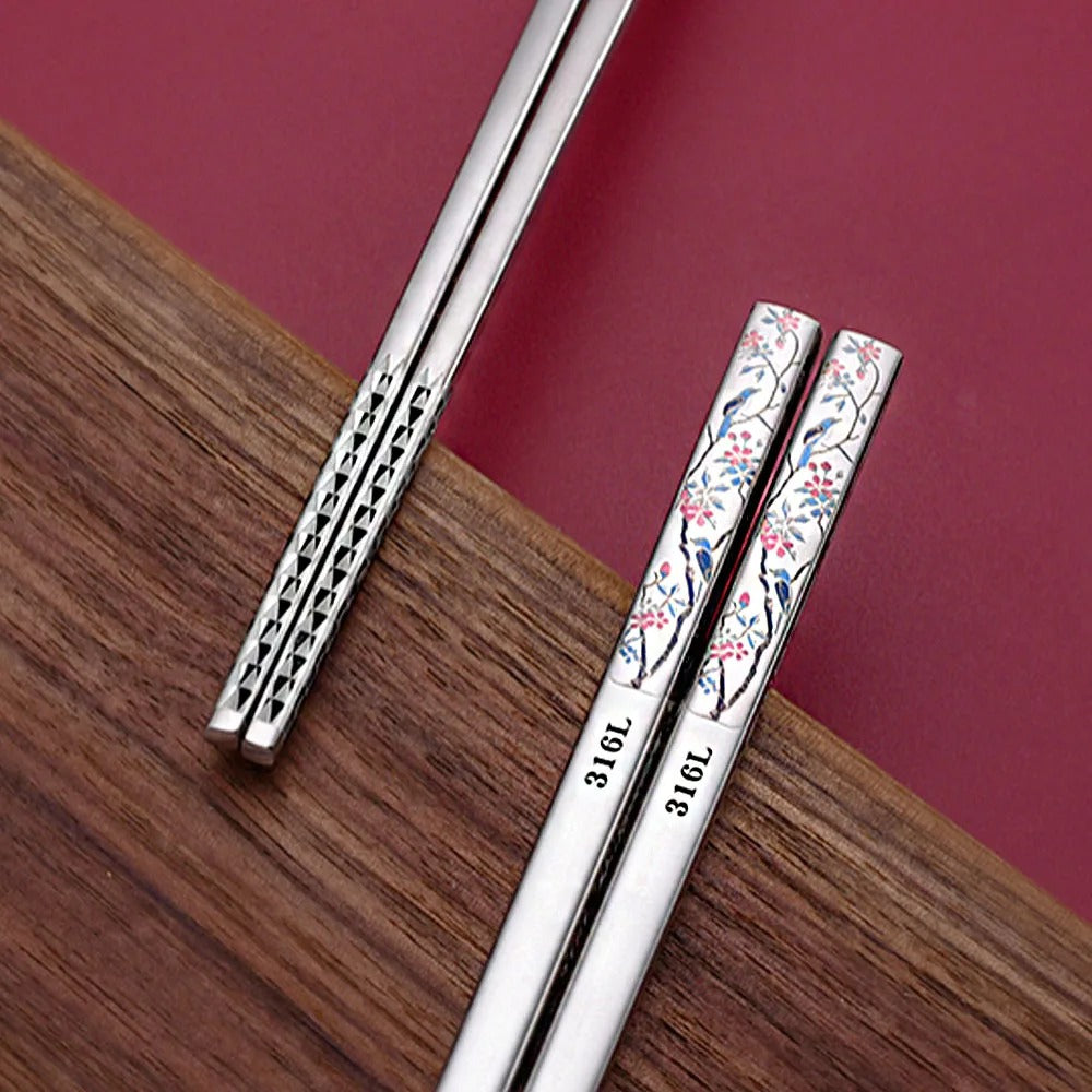 Titanium-plated 316L Stainless Steel Long Chopsticks